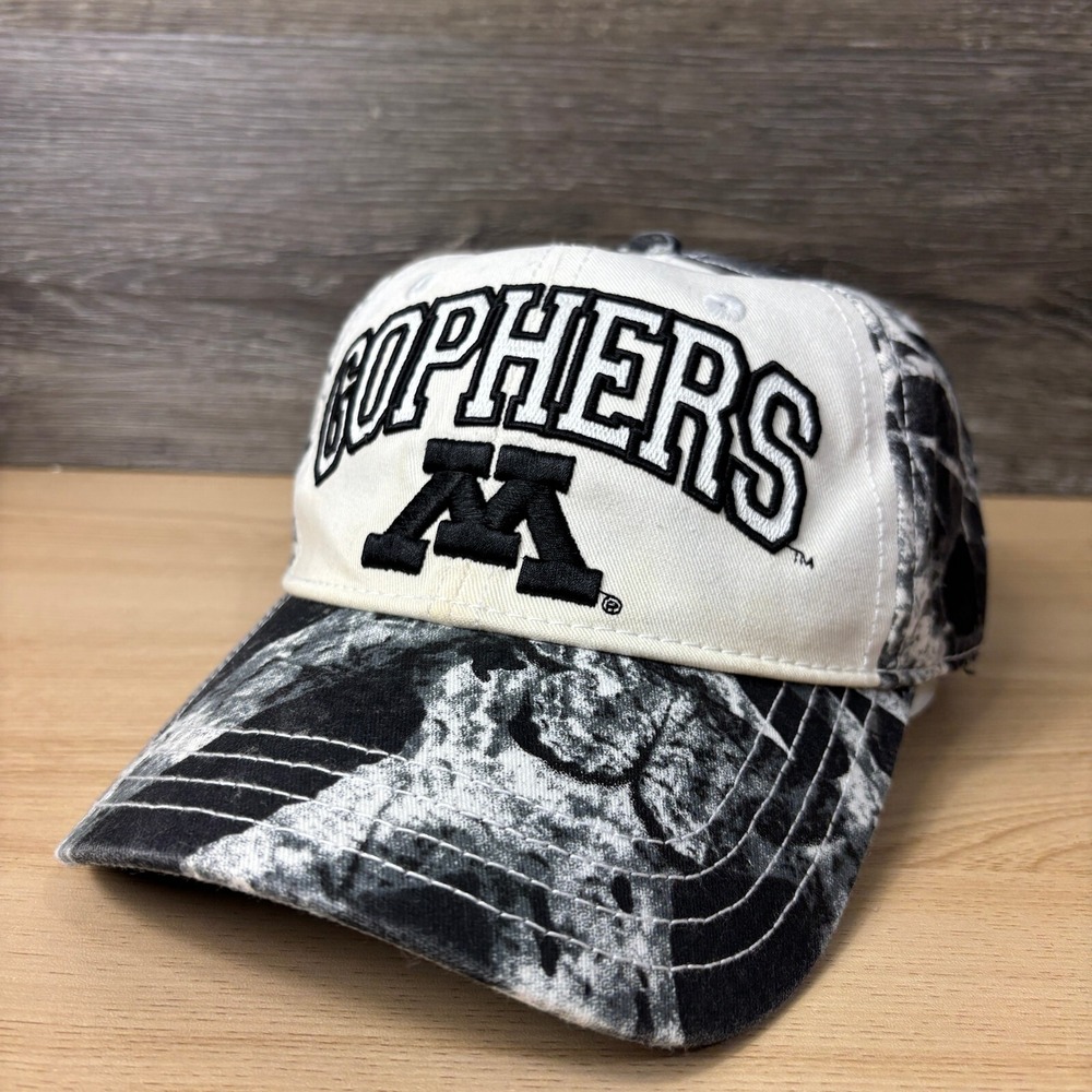Minnesota Golden Gophers Hat Cap Strap Back Black White Camo Adjustable